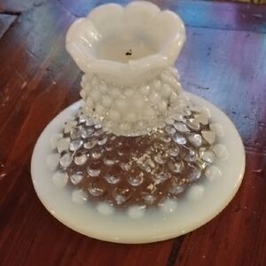 Elegant White Glass Candle Holder
